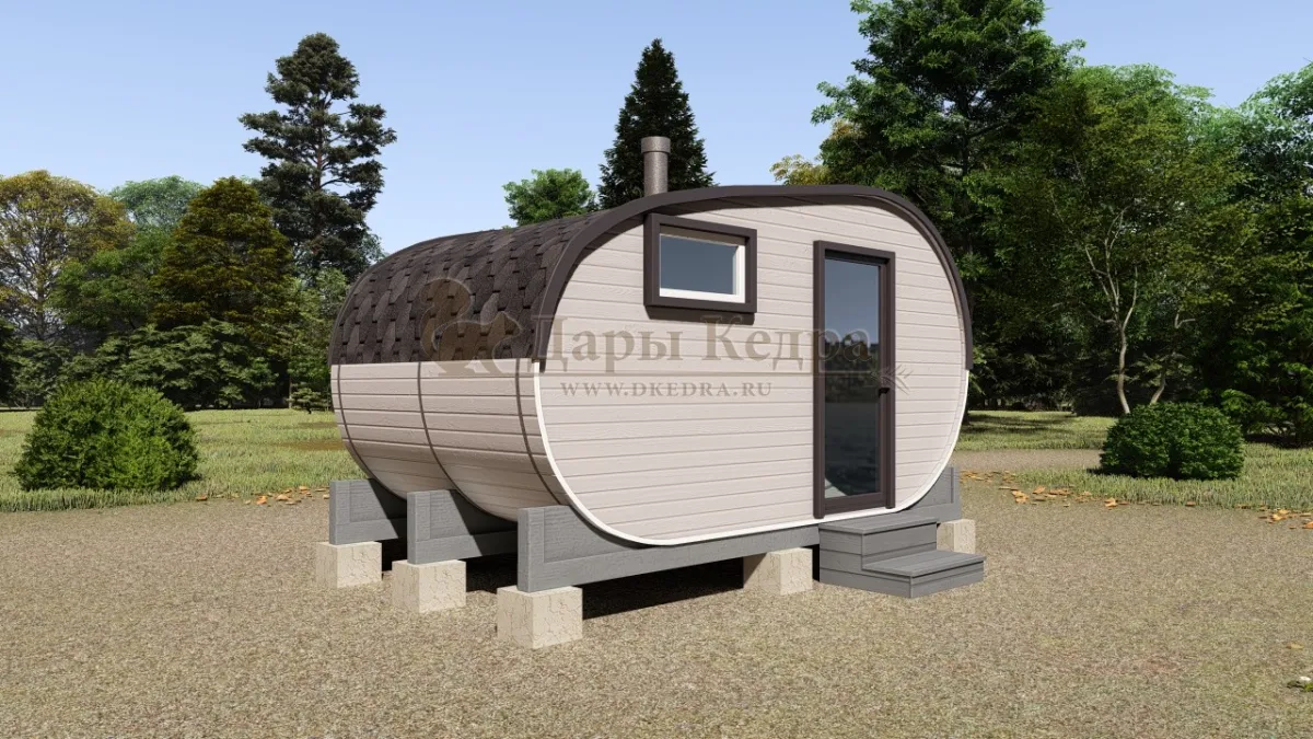 Баня-бочка «Танк» из кедра 4х2,2 метра