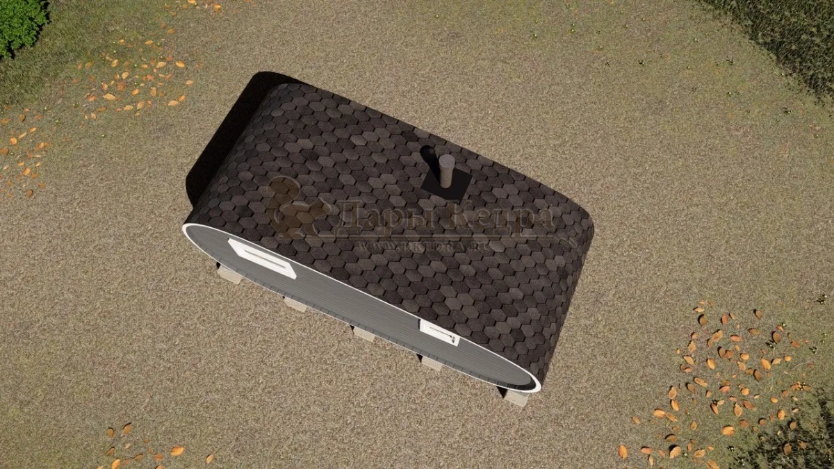 Баня-бочка «Танк» из кедра 5х2,2 метра (вариант 1)