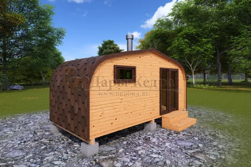 Баня «Викинг» из кедра 5х2,2 метра с боковым входом