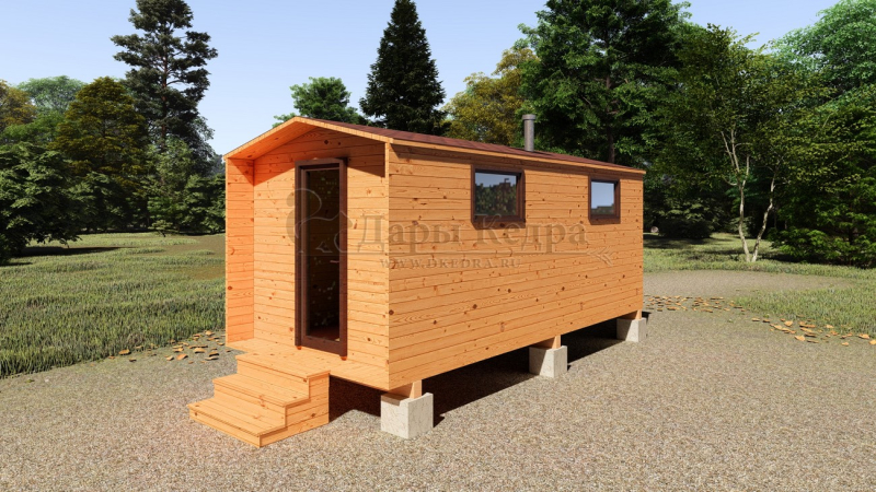 Каркасная баня «Барн» из кедра 5х2,2 метра