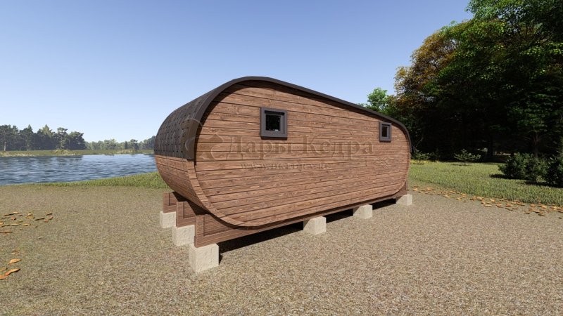 Баня-бочка «Танк» из кедра 6х2,2 метра