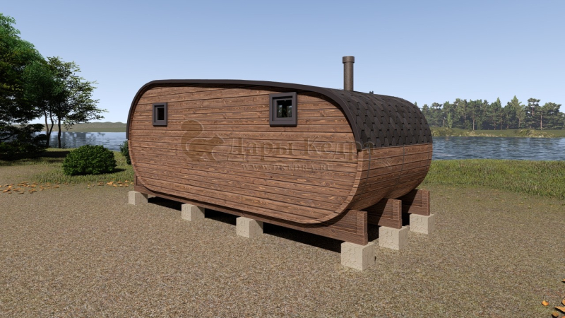 Баня-бочка «Танк» из кедра 6х2,2 метра